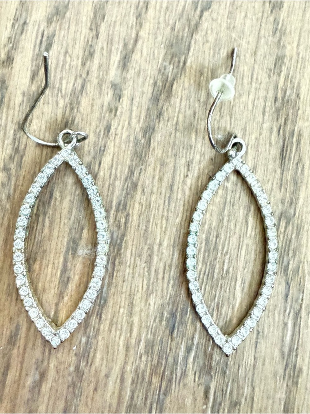 Crystal Marquise Drop Earrings - Silver Tone
